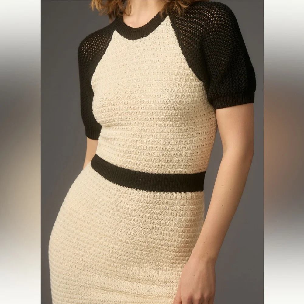 Anthropologie daily Practice sweater Dress‎ Knit Colorblock Midi Size L - Picture 3 of 8